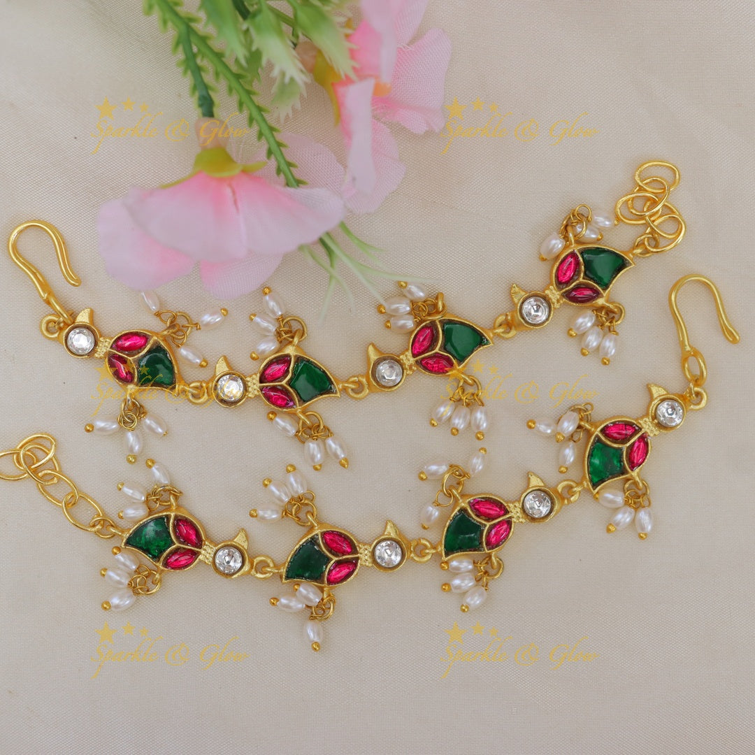 Exquisite Jadau Kundan Earchain for Bridal Elegance