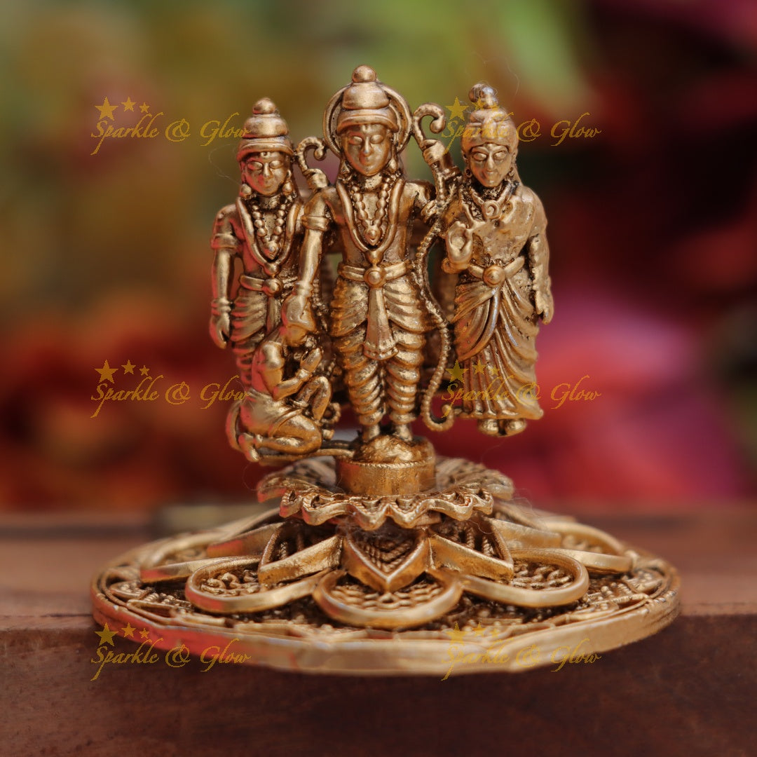 Elegant Gold Rama Parivar Incense Holder - Festive Design