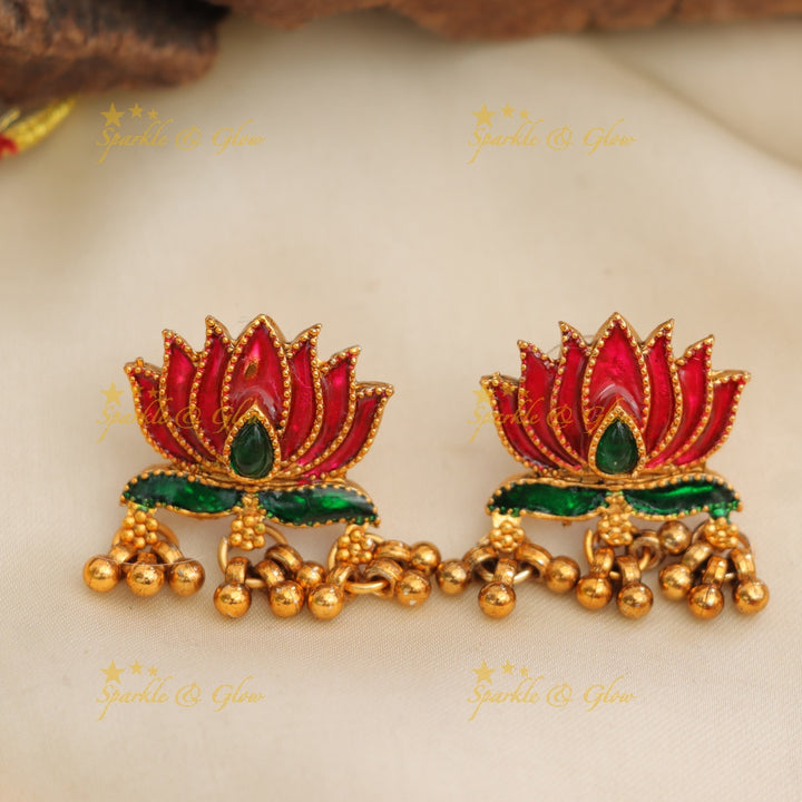 Lotus Floral Gold Necklace for Festive Elegance