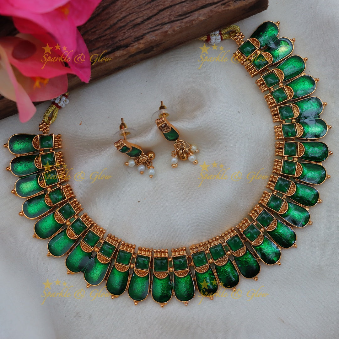 Kerala Palaka Necklace Set - Traditional Elegance