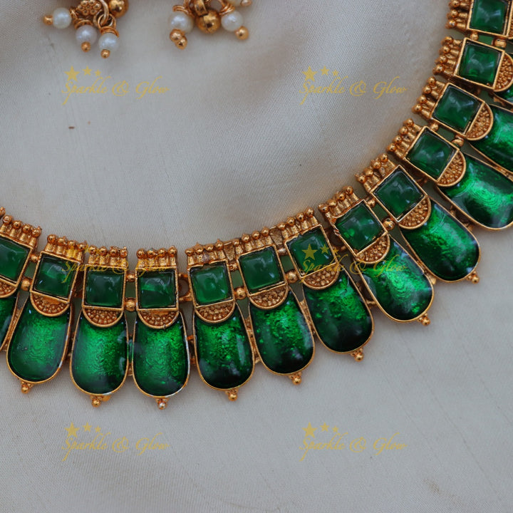 Kerala Palaka Necklace Set - Traditional Elegance
