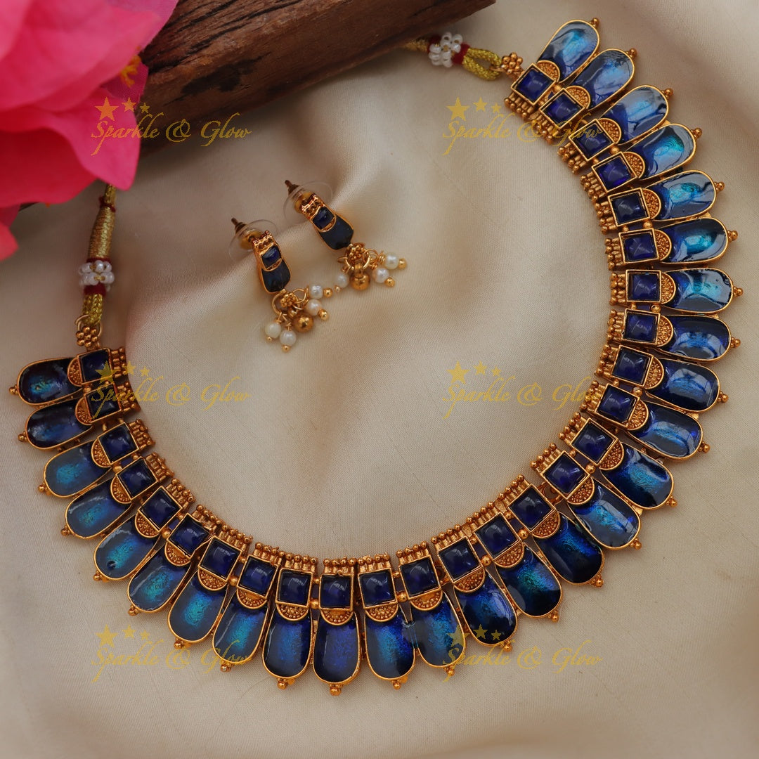Kerala Palaka Necklace Set - Traditional Elegance