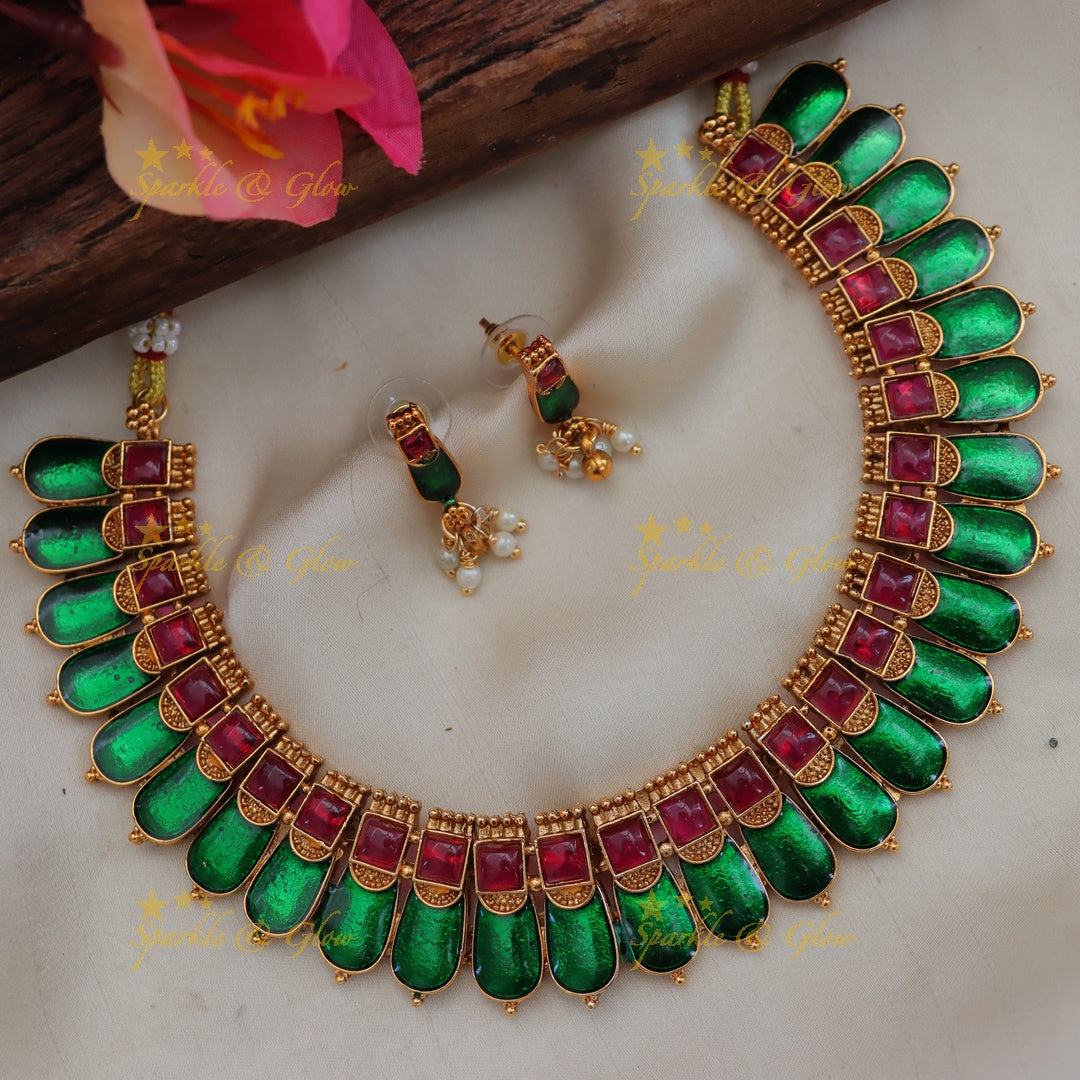 Kerala Palaka Necklace Set - Traditional Elegance