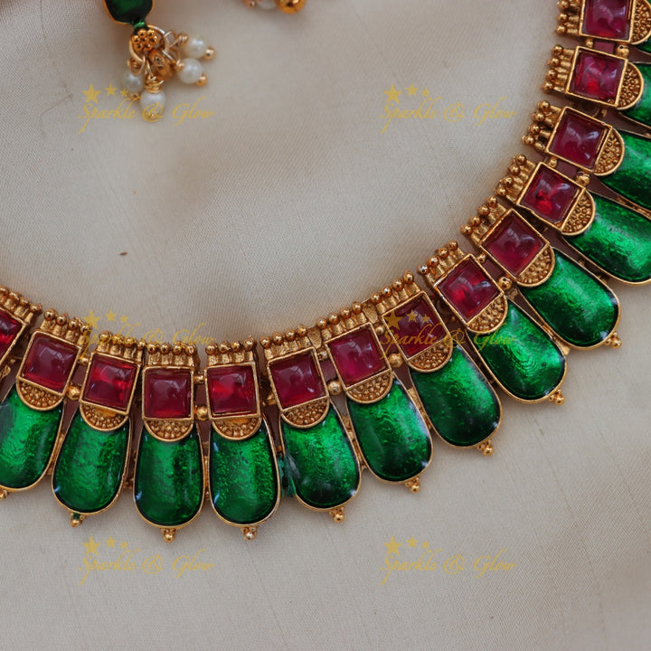 Kerala Palaka Necklace Set - Traditional Elegance