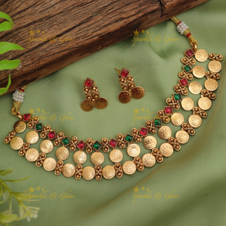 Festive Gold Coin Kemp Necklace | Sparkle & Glow