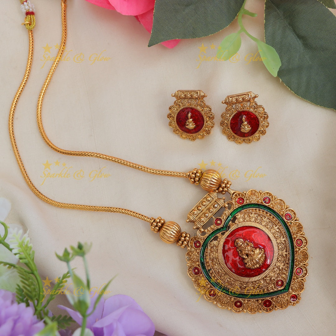 Kerala Lakshmi Heart Necklace - Traditional Elegance