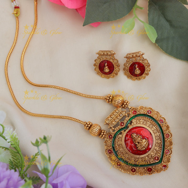 Kerala Lakshmi Heart Necklace - Traditional Elegance