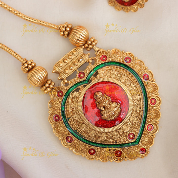 Kerala Lakshmi Heart Necklace - Traditional Elegance