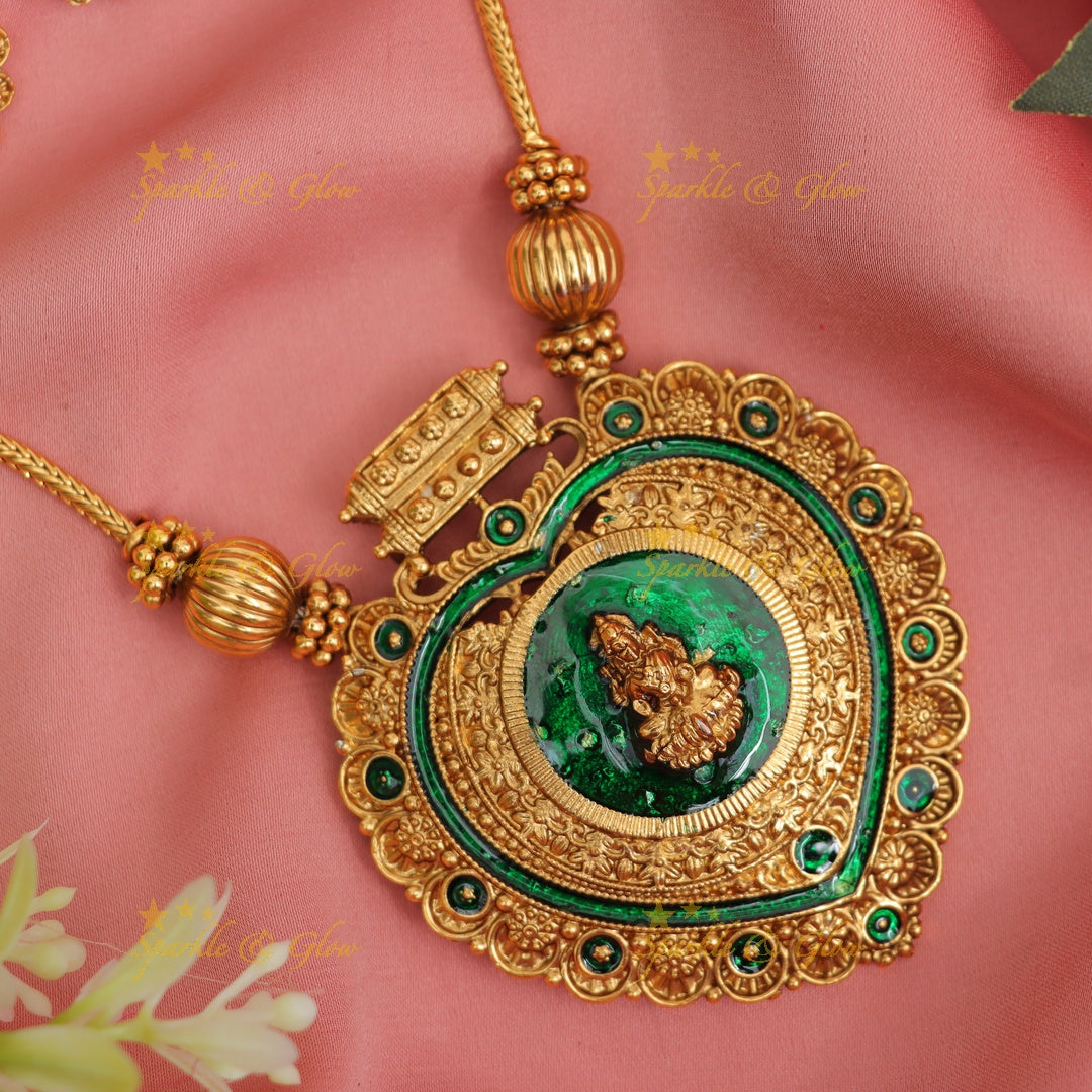 Kerala Lakshmi Heart Necklace - Traditional Elegance