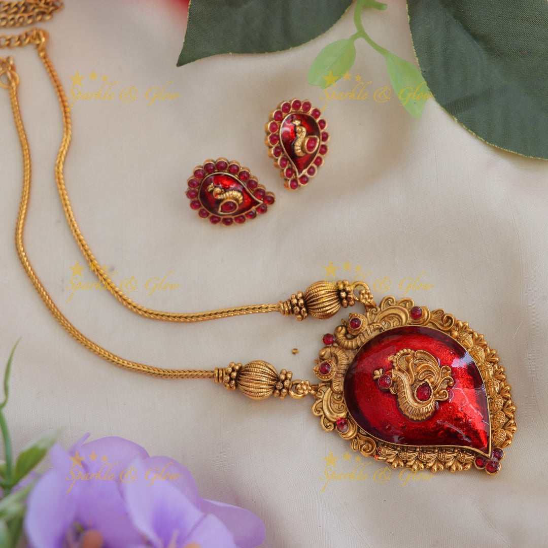 Kerala Mango Peacock Pendant Necklace | Luxurious Design