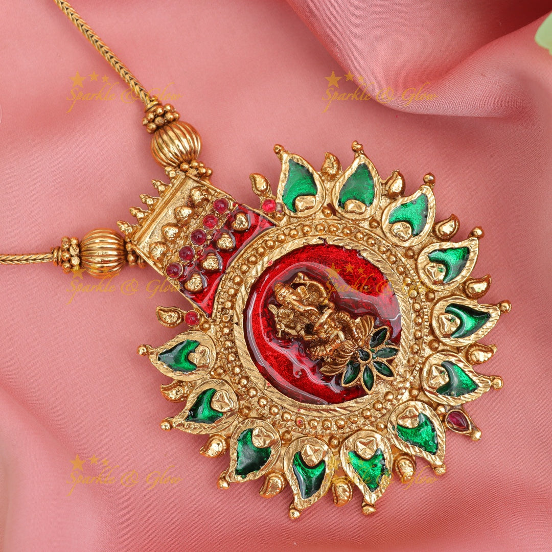Kerala Ganesha Mango Pendant Necklace | Exquisite Design