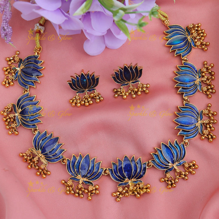 Lotus Meenakari Necklace - Elegant Wedding & Festive Jewel
