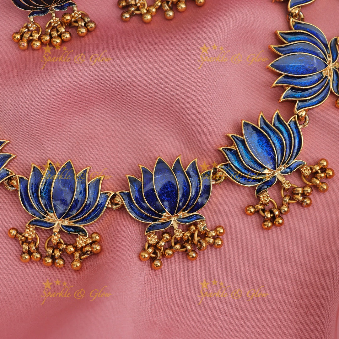 Lotus Meenakari Necklace - Elegant Wedding & Festive Jewel
