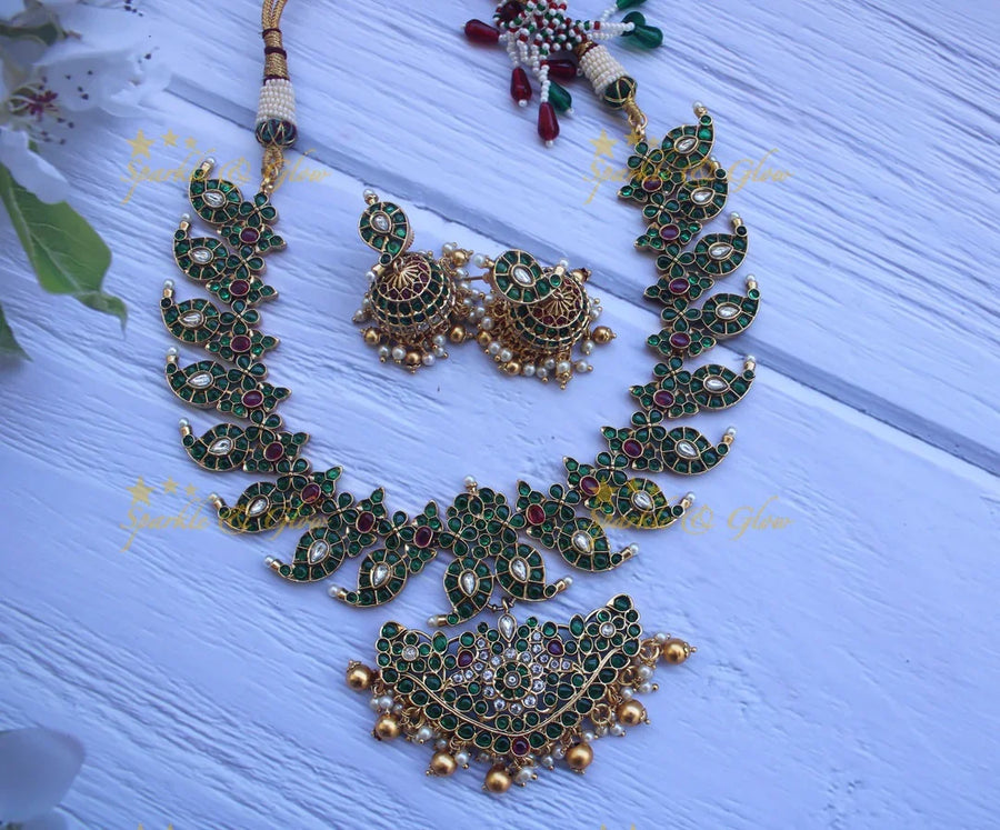 Gold alike real kemp mango necklace - Green Gold Beads - Sparkle and Glow