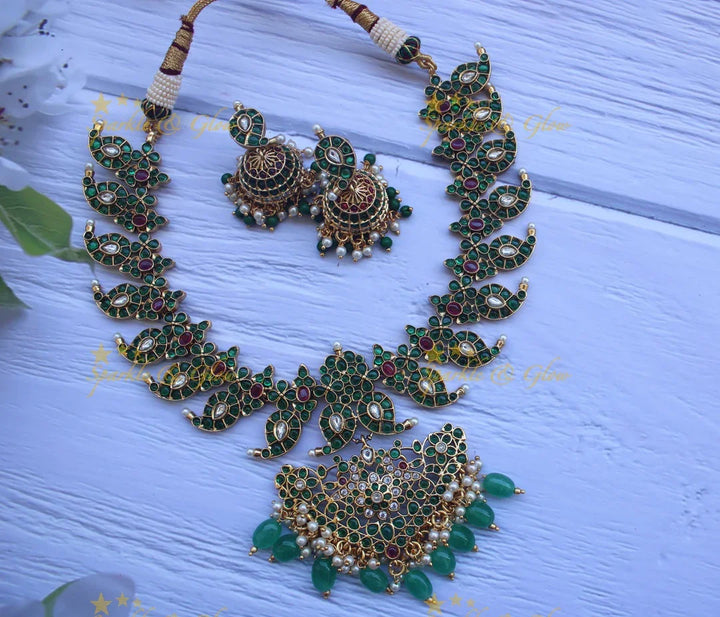 Gold alike real kemp mango necklace - Green Gold Beads - Sparkle and Glow