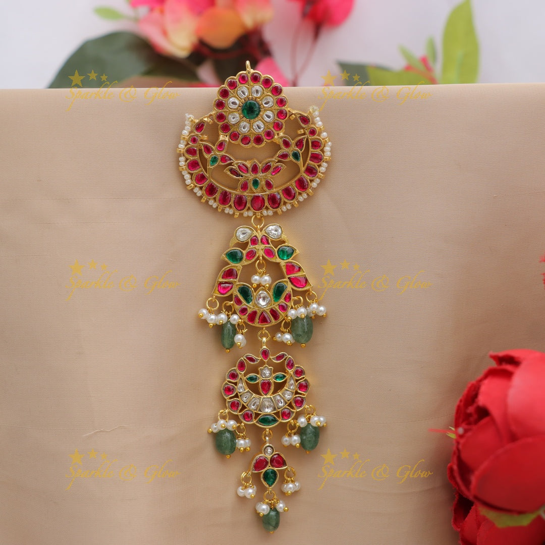 Exquisite Floral Peacock Jadau Hair Accessory