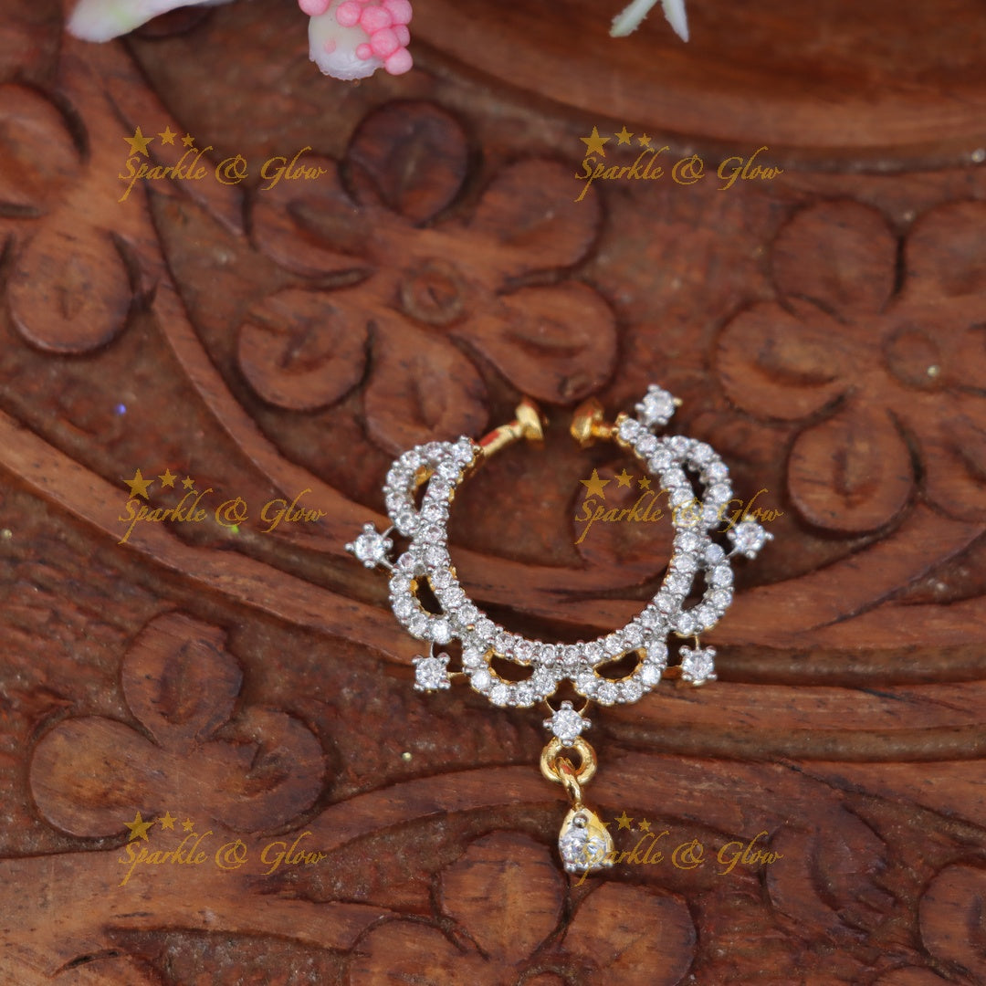 Exquisite Gold Plated Nose Ring with Stone Accents