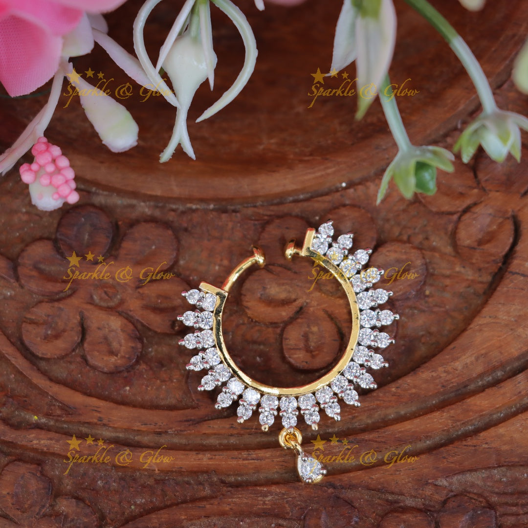 Crystal Gold Nose Ring for Festive & Wedding Glamour