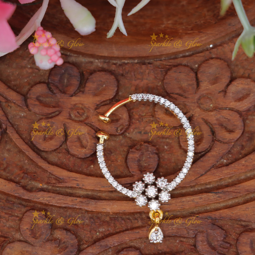 Exquisite Gold Floral Nose Ring for Weddings & Festivals