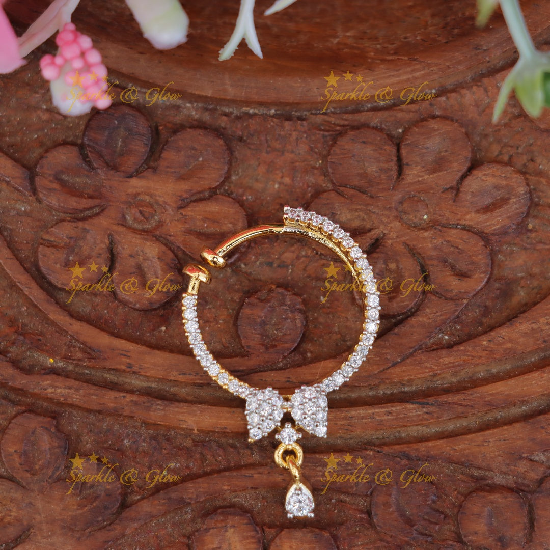 Gold Leaf Design Stone Nosering for Festive Elegance