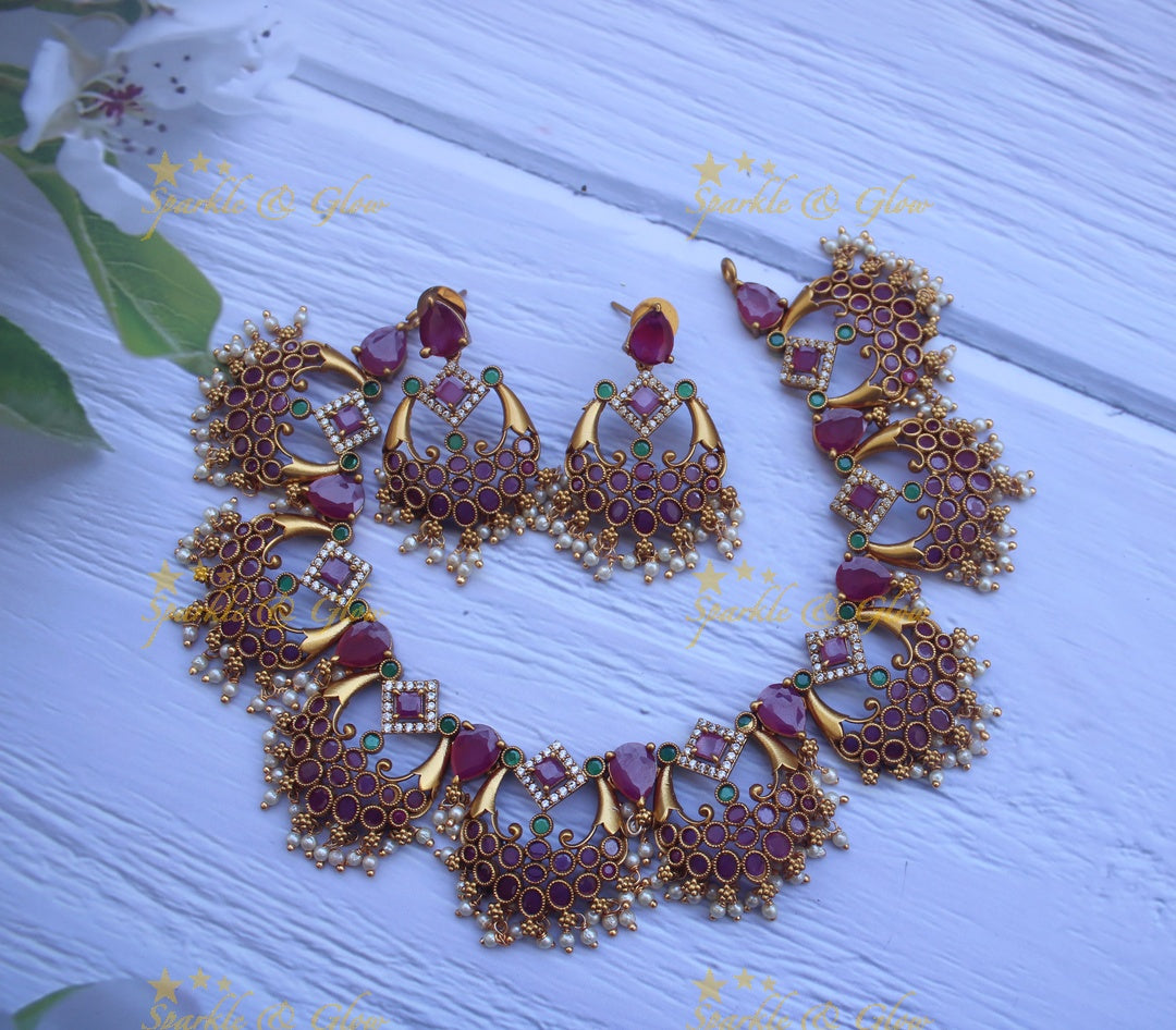 Half moon shaped ruby like semi precious stones gutta pusalu  - Multi2