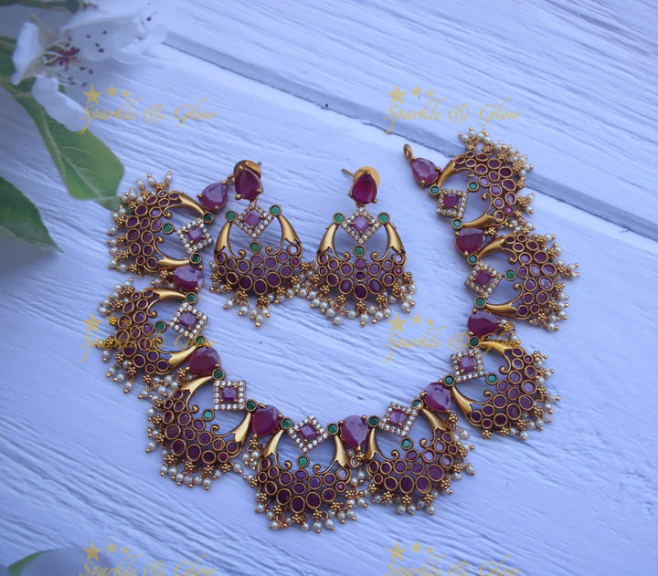 Half moon shaped ruby like semi precious stones gutta pusalu  - Multi2
