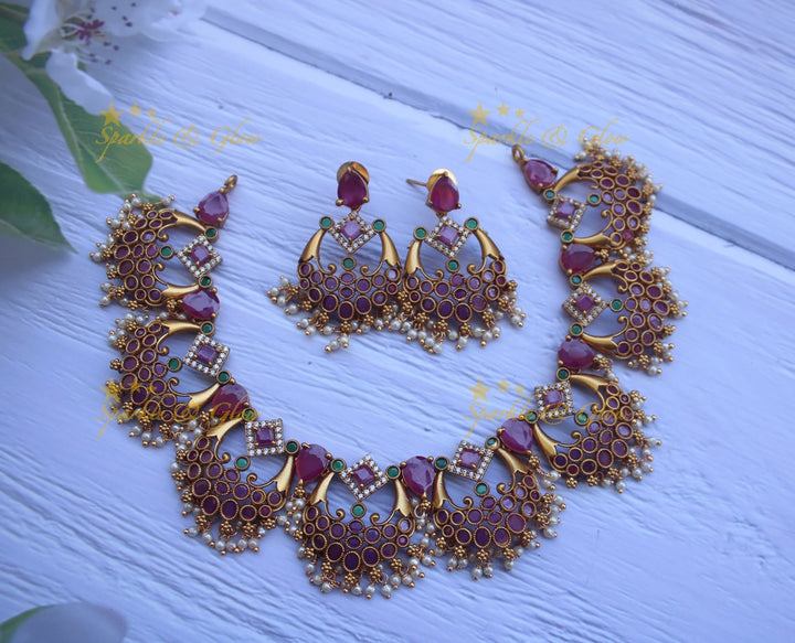Half moon shaped ruby like semi precious stones gutta pusalu  - Multi2