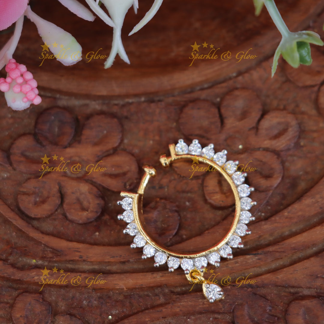 Exquisite Gold Stone Nose Ring for Weddings & Festivals