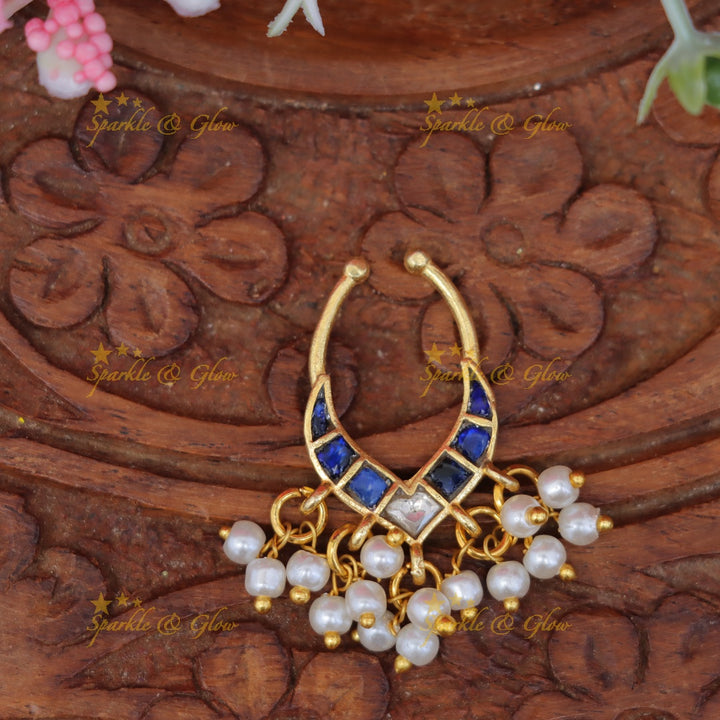 Elegant Gold Pearl Nose Ring for Festive Celebrations