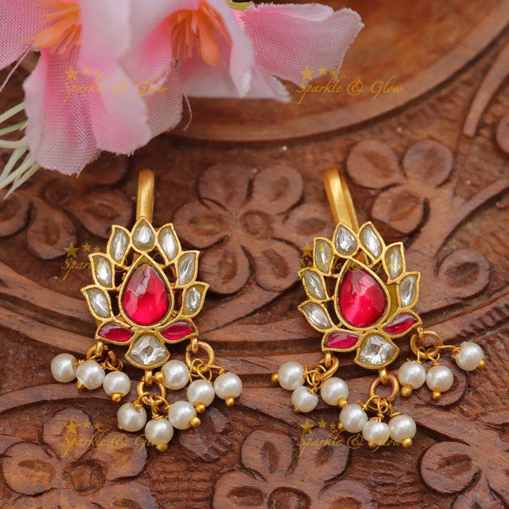 Floral Jadau Fusion Victorian Bugadi Earrings