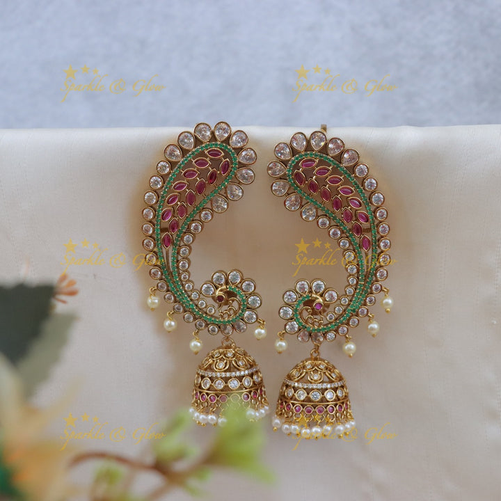 Exquisite Peacock Earcuff Earrings | Sparkle & Glow