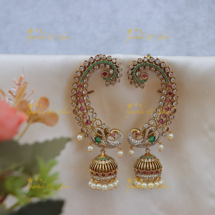 Exquisite Peacock Floral Kemp Earrings for Weddings