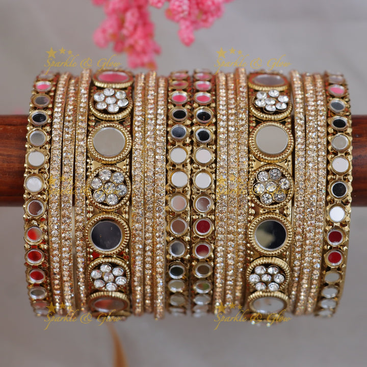 Dazzling Mirror & Stone Bridal Bangles - New Arrival