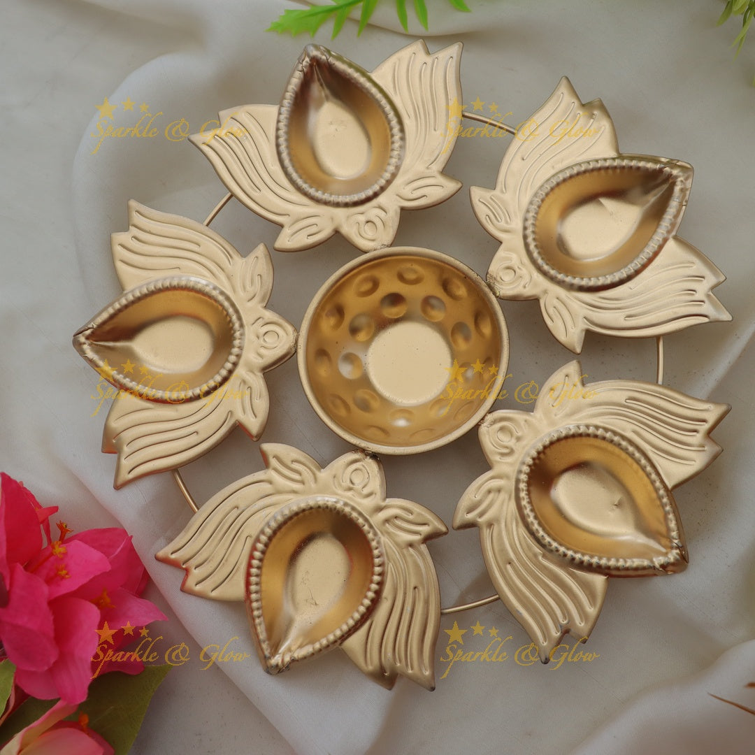 Lotus Diya Set for Festive Radiance | Elegant Decor