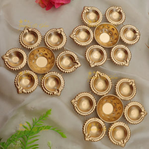 Radiant Metal Diya Set for Festival Decoration
