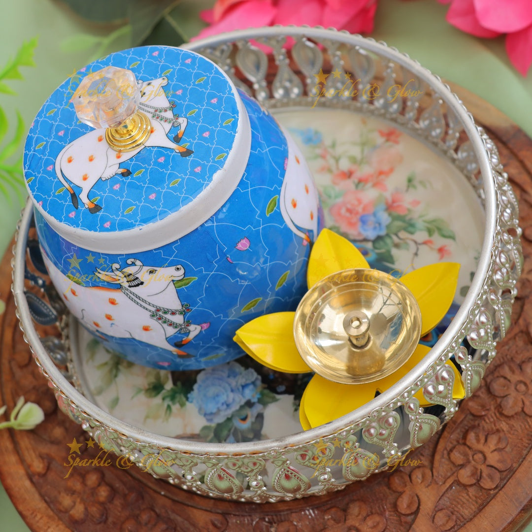 Exquisite Festive Diya & Basket Gift Set for Celebrations