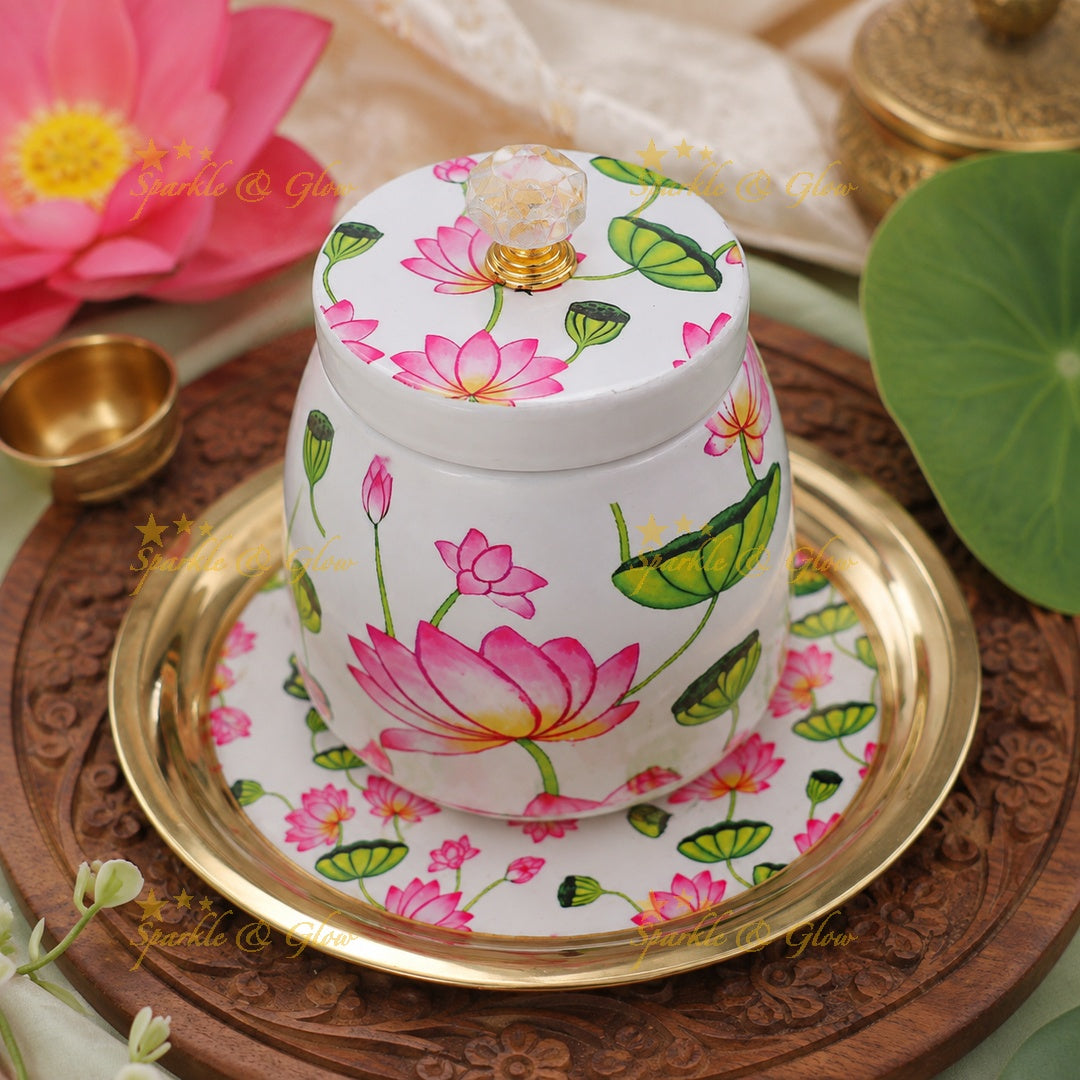 Exquisite Floral Jar & Tray Set - Perfect Festive Gift