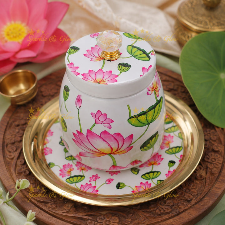 Exquisite Floral Jar & Tray Set - Perfect Festive Gift