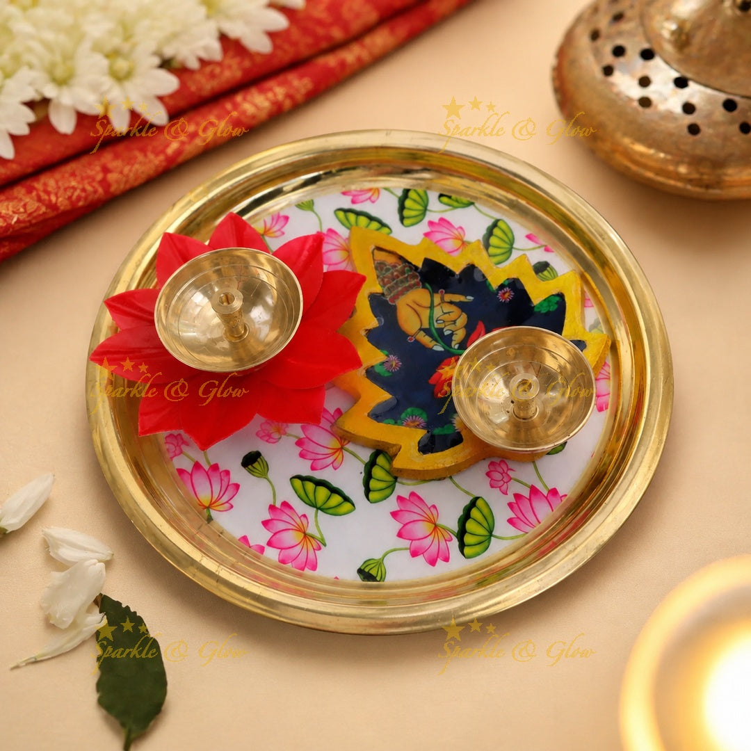 Exquisite Diya & Tray Combo for Festive Celebrations