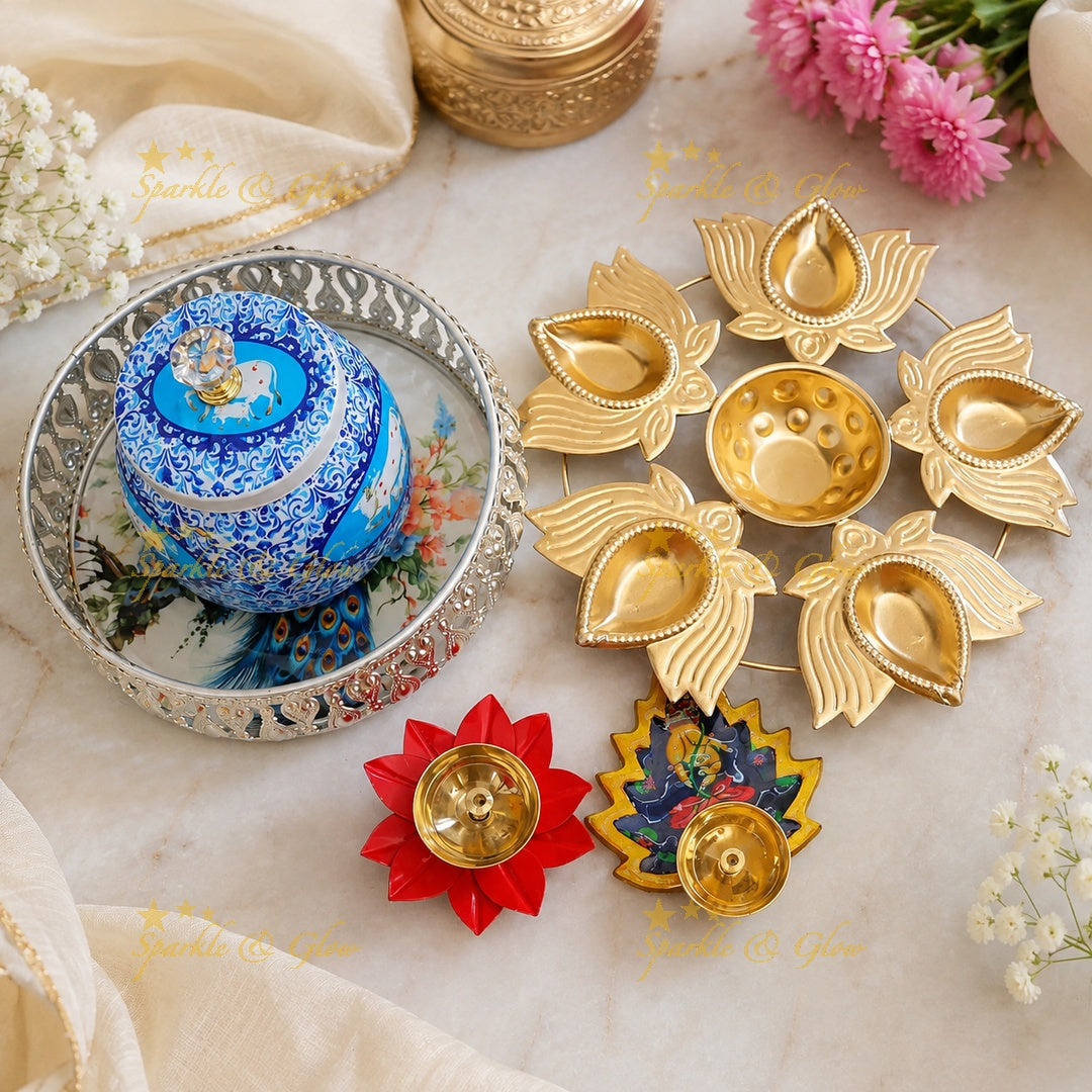 Exquisite Diya & Jar Set for Festive Celebrations