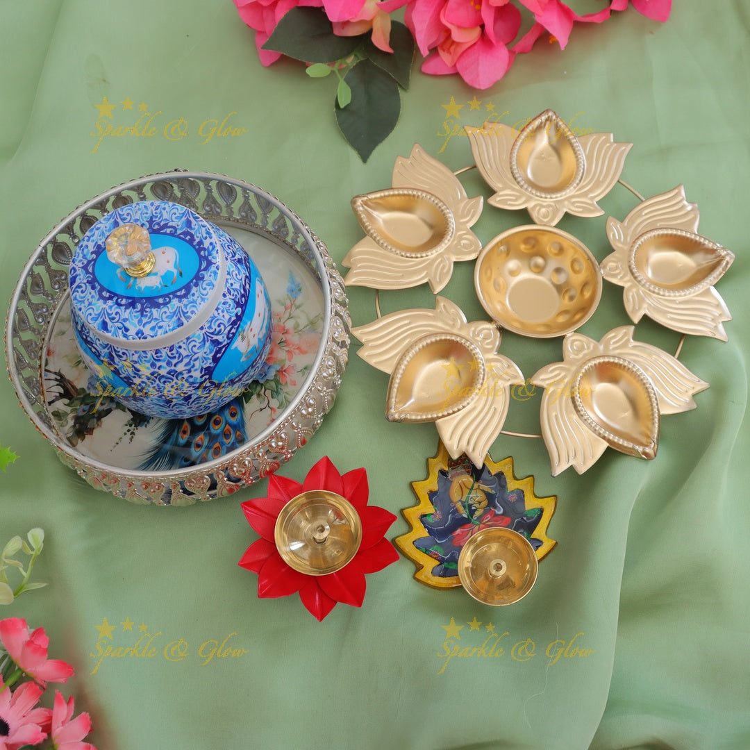 Exquisite Diya & Jar Set for Festive Celebrations