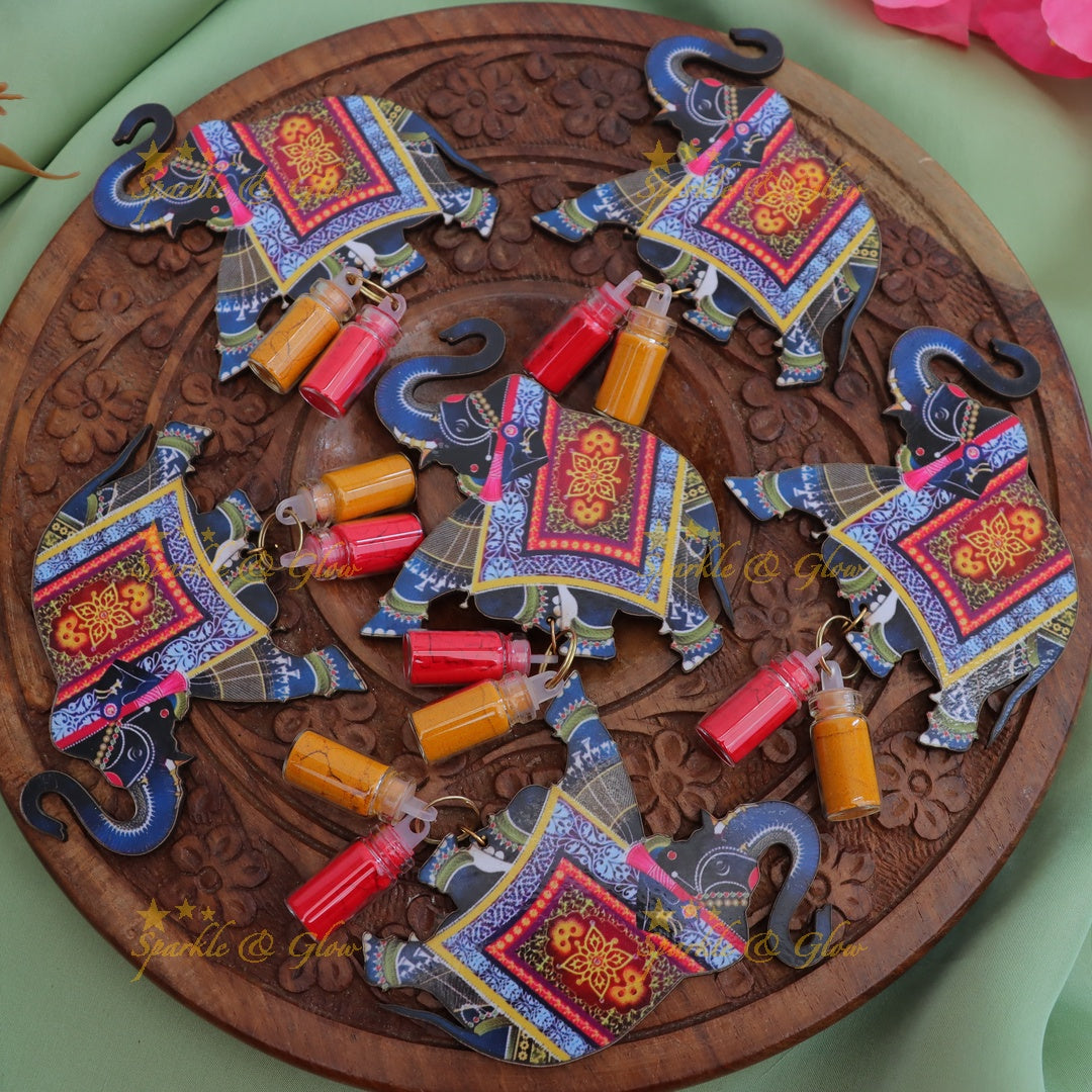 Pasupu Kumkum Elephant Set - Festive Gift set of 6