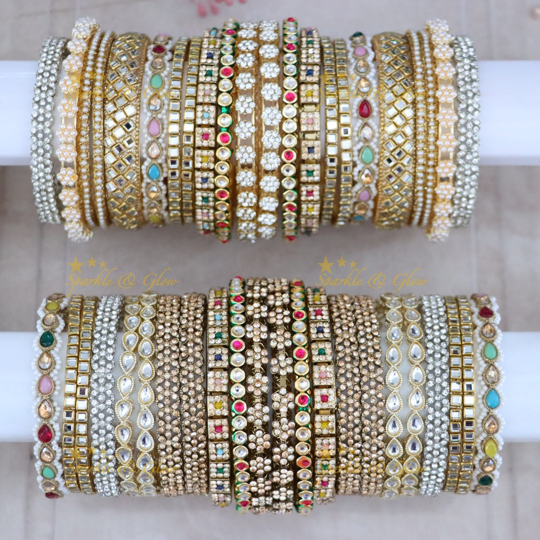 Stunning Multicolored Stone Bangles for Festive Occasions- Two hand