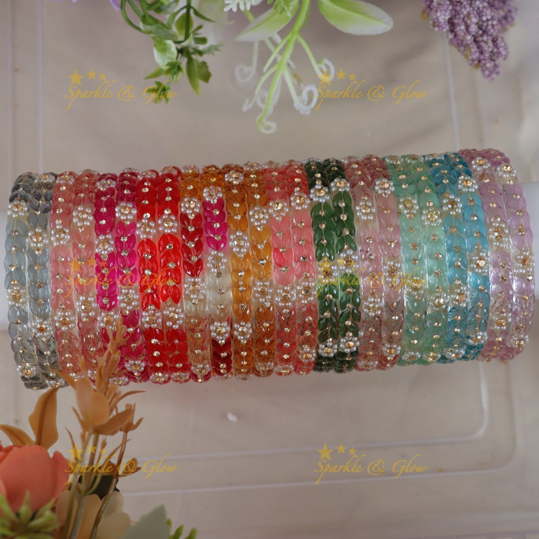 Stunning Floral Stone Glass Bangles for All Occasions