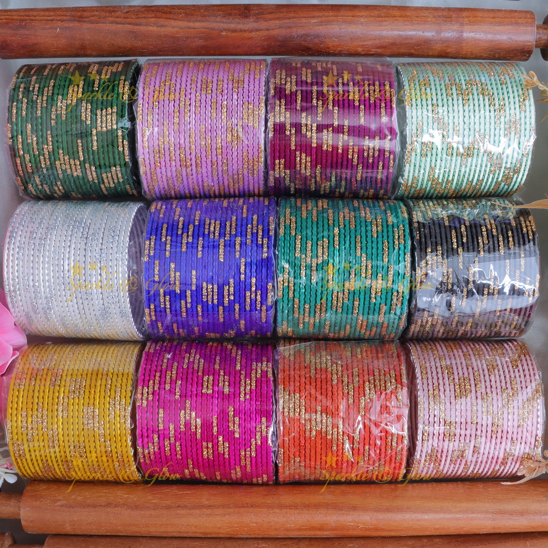 Multicolored Gold Metal Bangle Set for Festive Elegance
