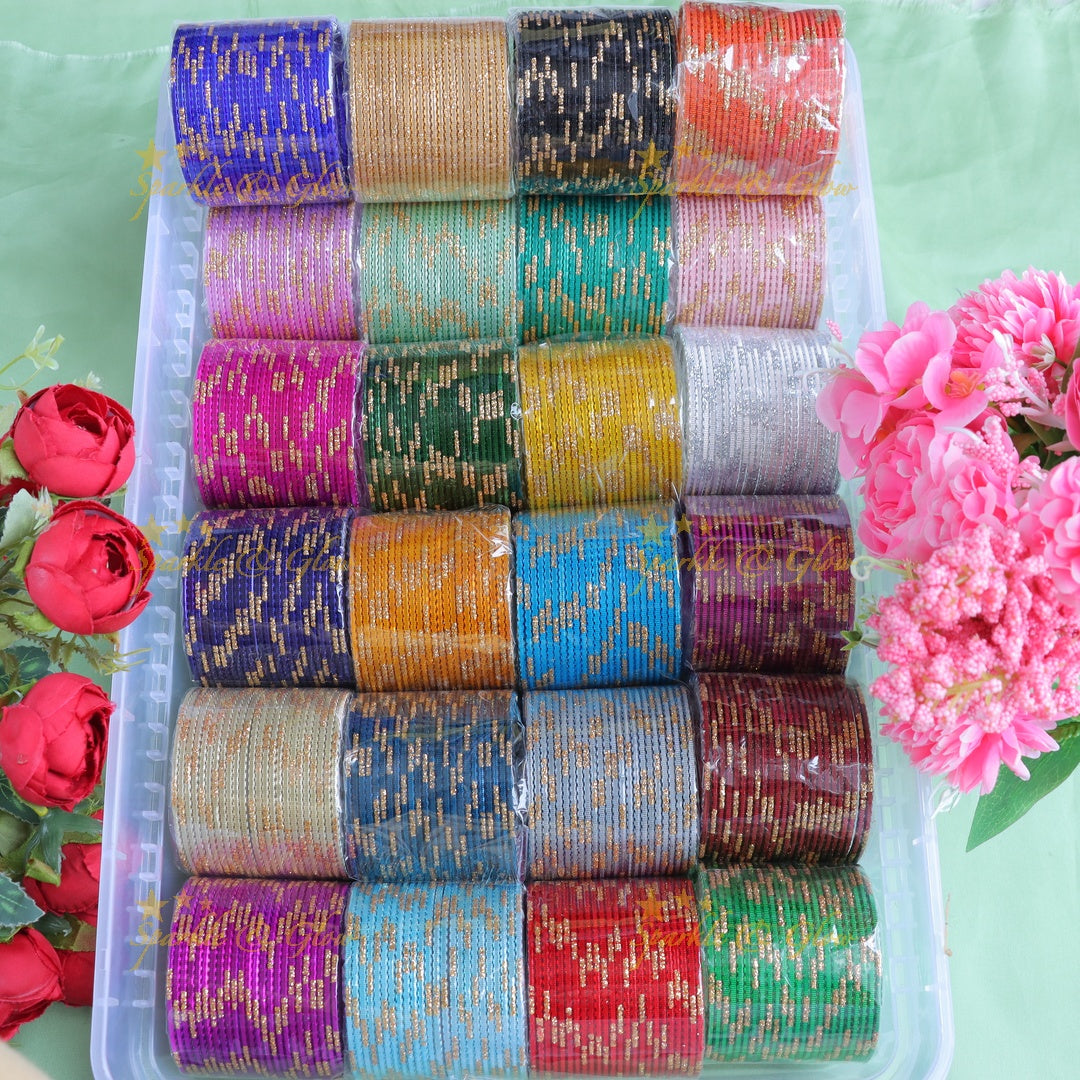Multicolored Gold Metal Bangle Set for Festive Elegance-Combo