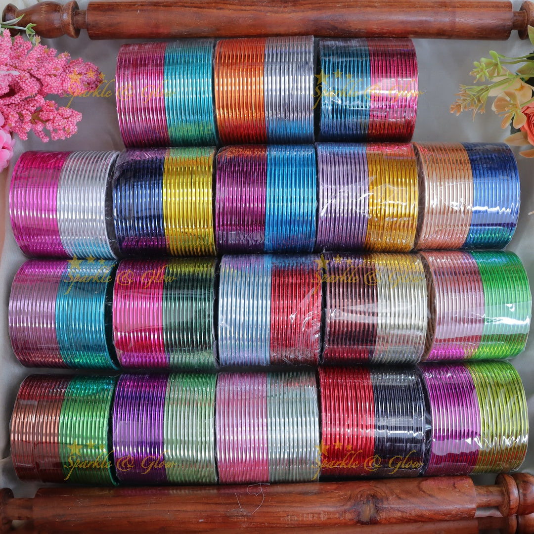 Vibrant Multi-Color Metal Bangle Set for Celebrations