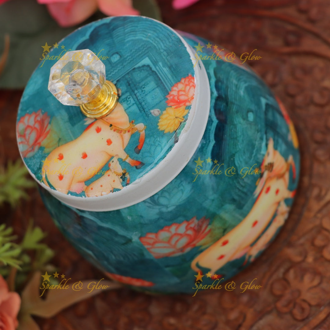 Exquisite Kalamkari Jar for Elegant Festive Gifts