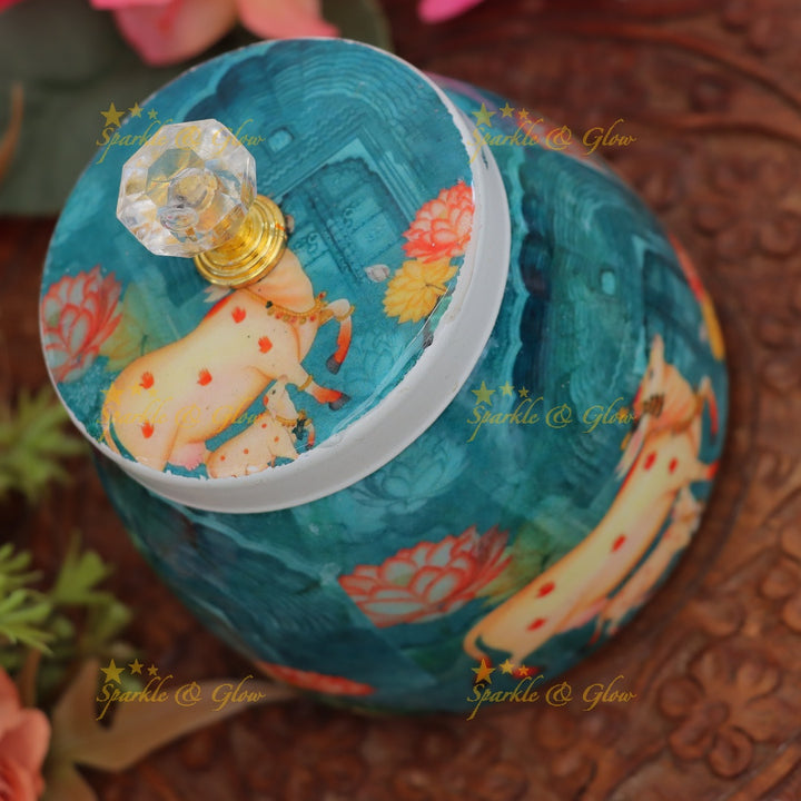 Exquisite Kalamkari Jar for Elegant Festive Gifts