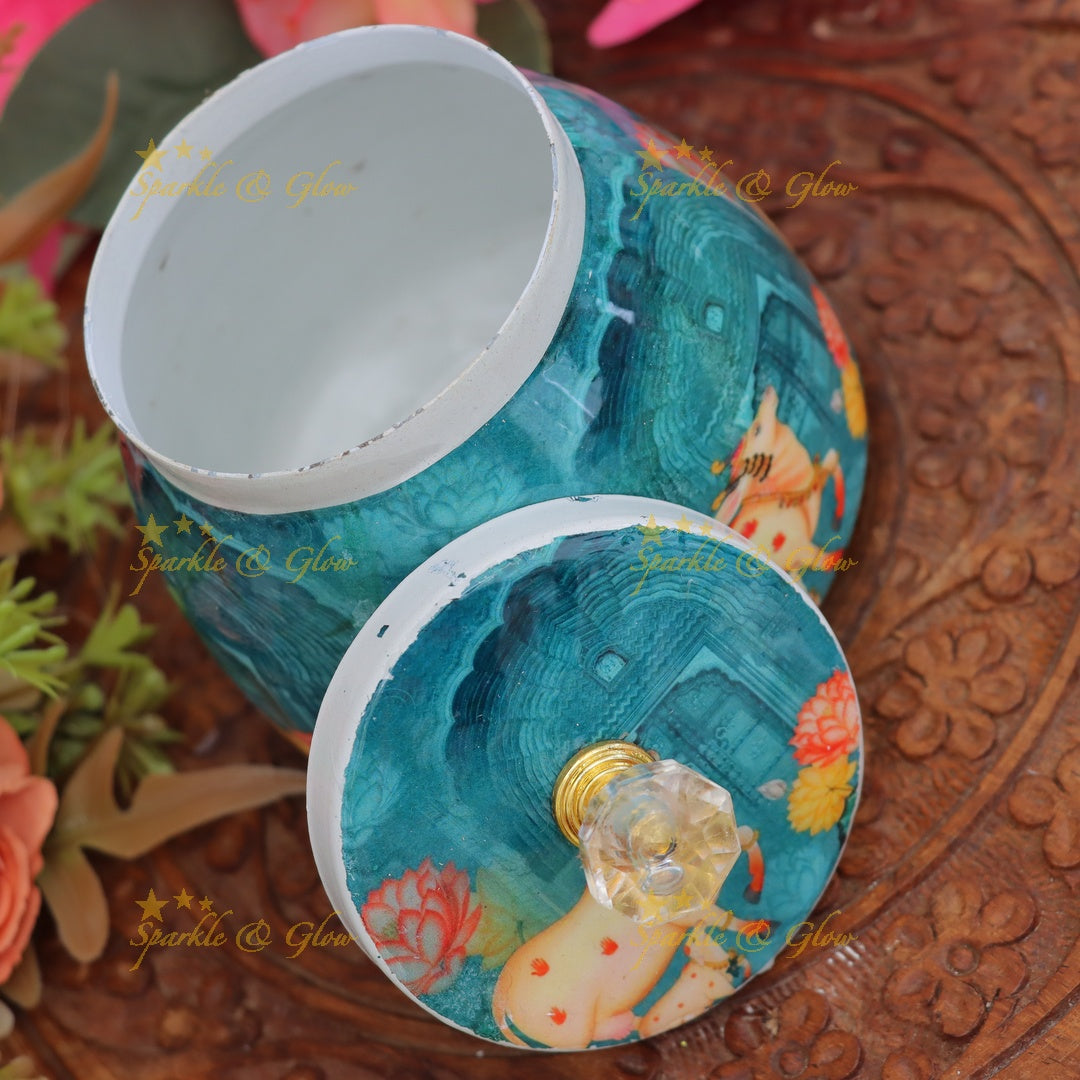 Exquisite Kalamkari Jar for Elegant Festive Gifts